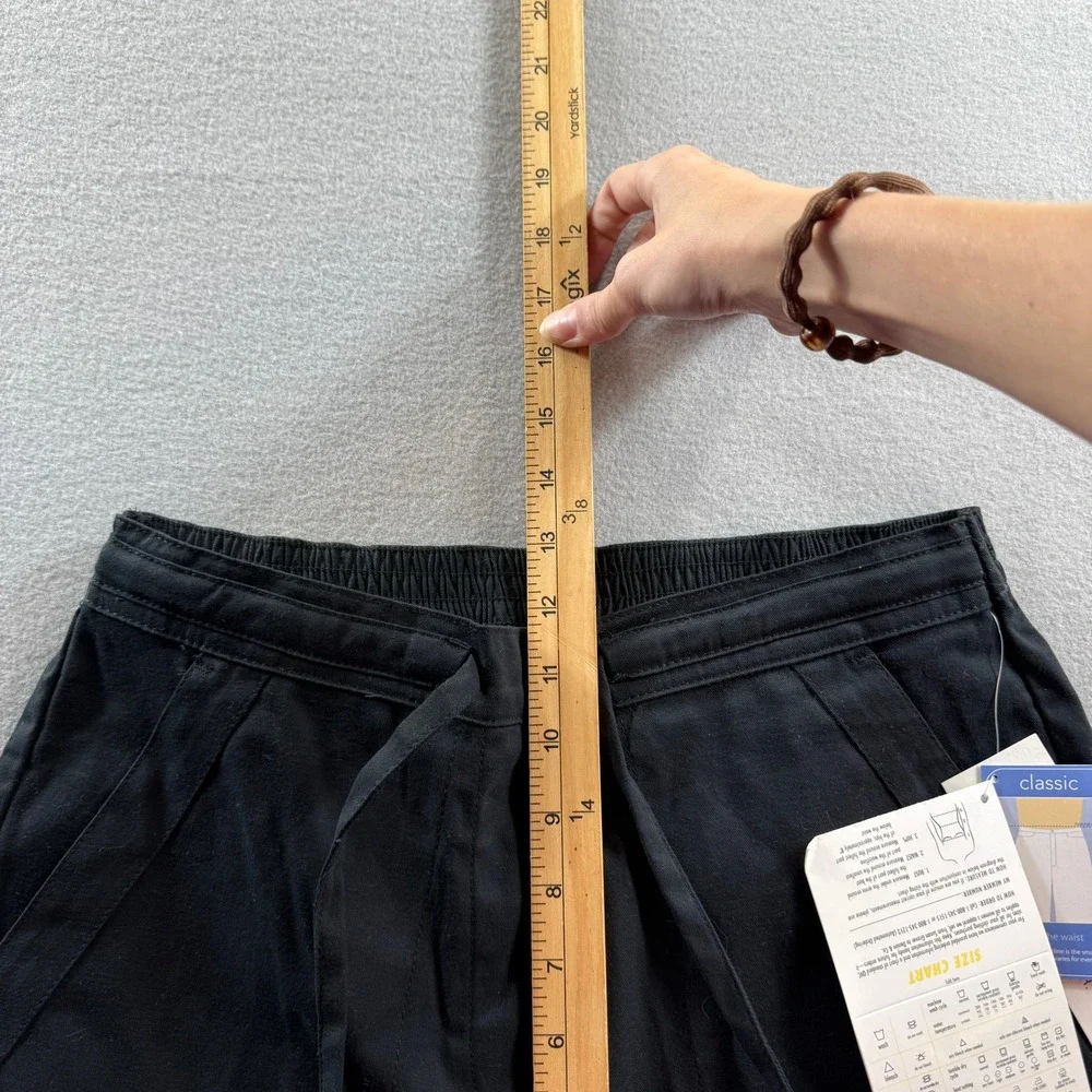 Denim & Co. Pants Women Small Black Drawstring Elastic Waist Straight Leg 28x30